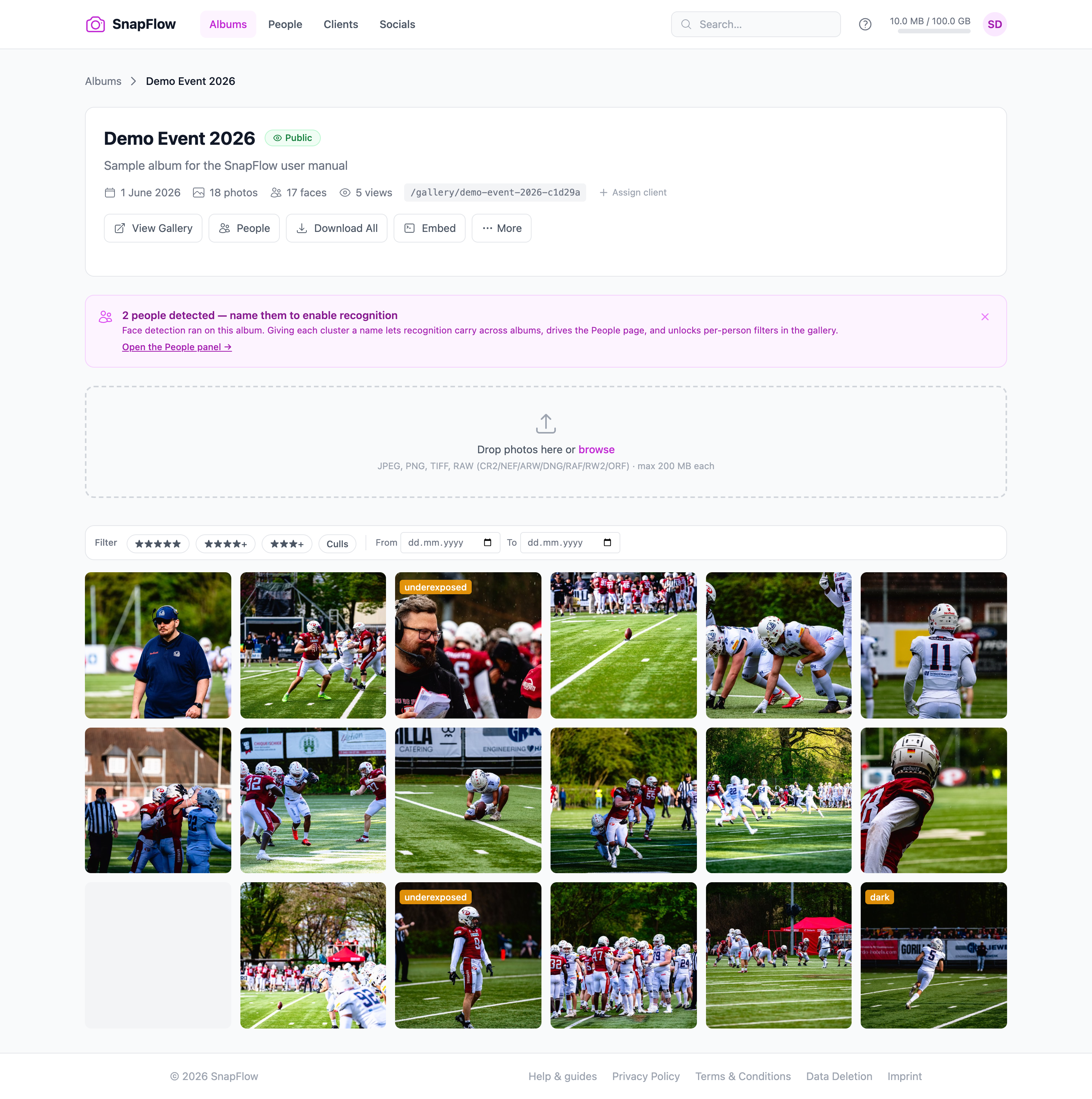 The full-screen Rate & cull view