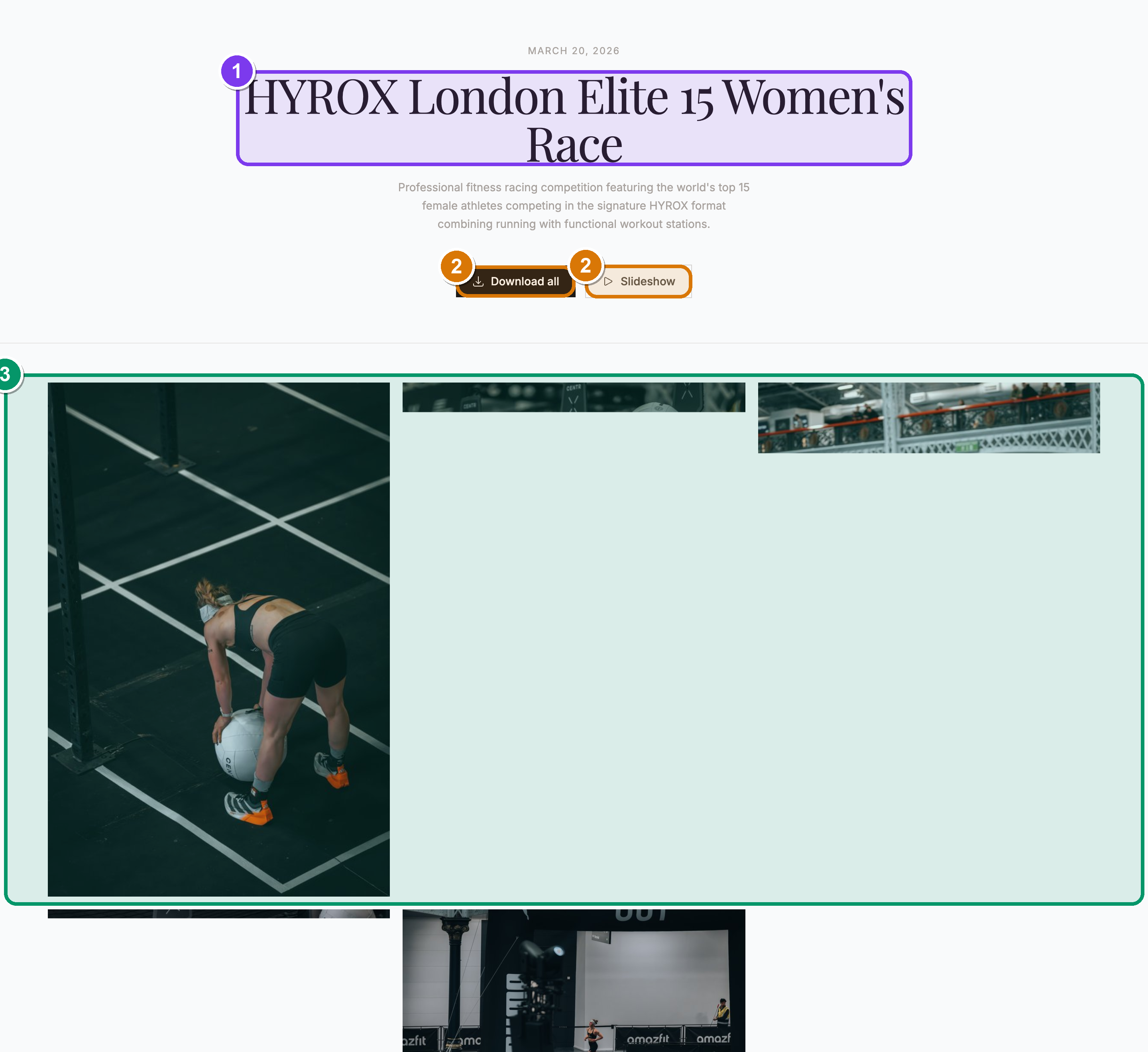 A public single-athlete gallery — a Hyrox race