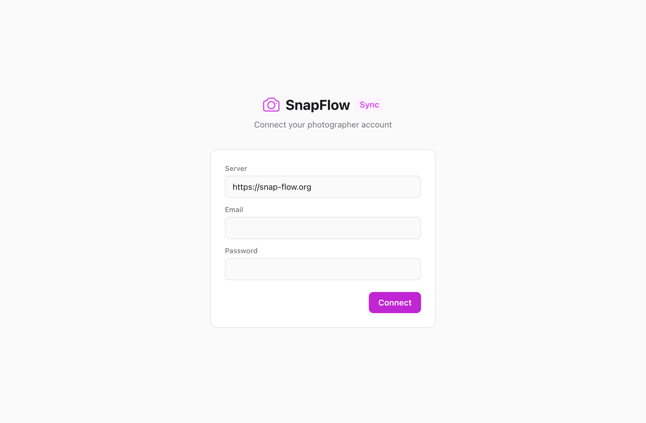 The Connect sign-in card on first launch