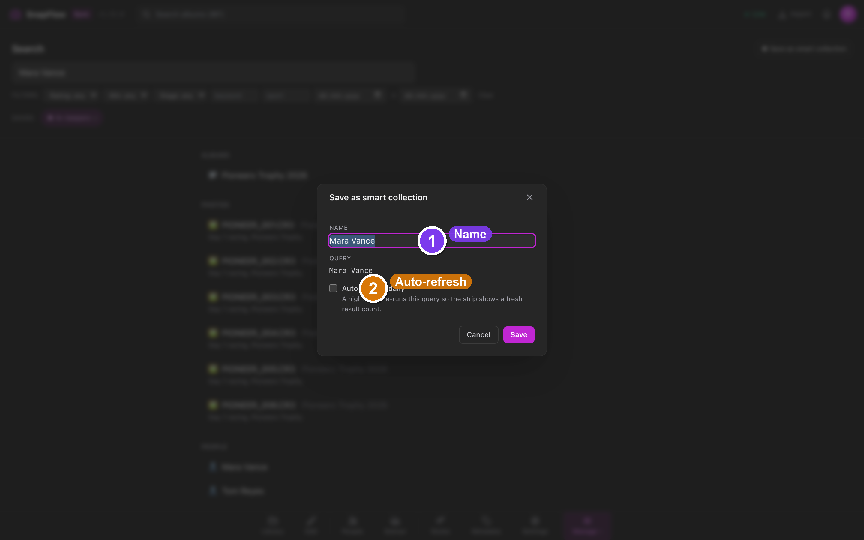 The Save as smart collection window
