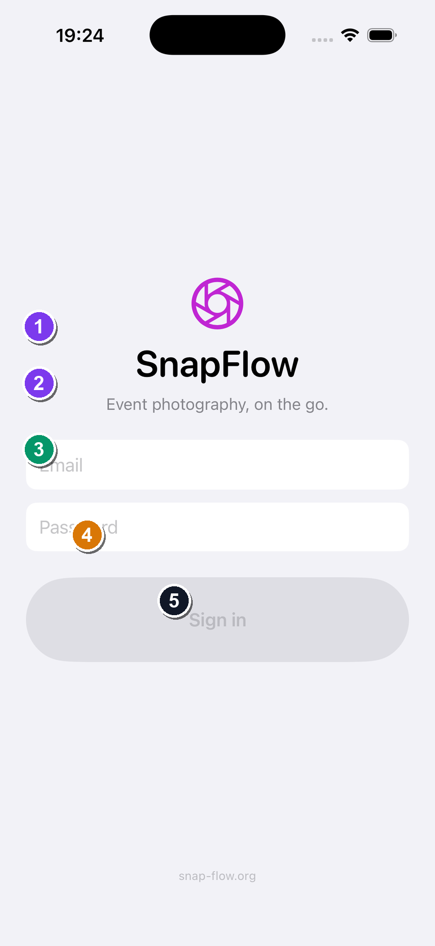 The iOS sign-in screen